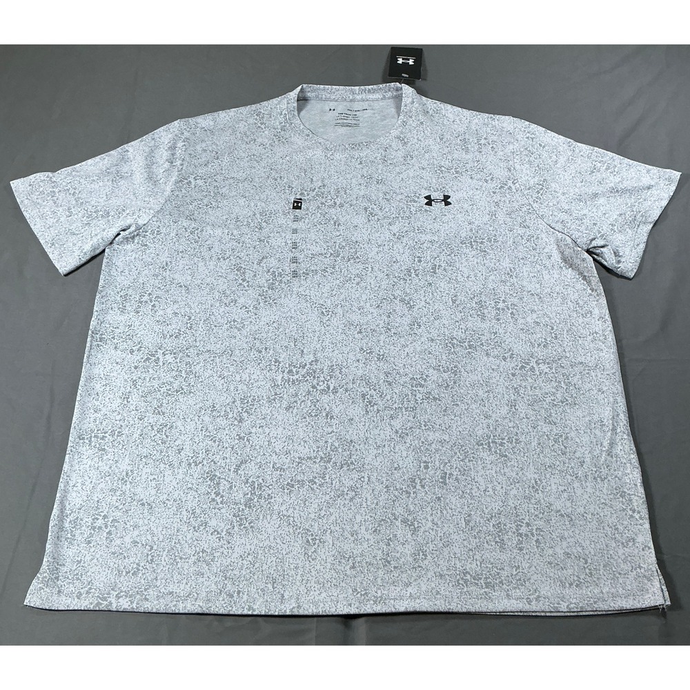 Under Armour Mens Tech Tee Pixelate Gray White Training Shirt 2XL 1379148